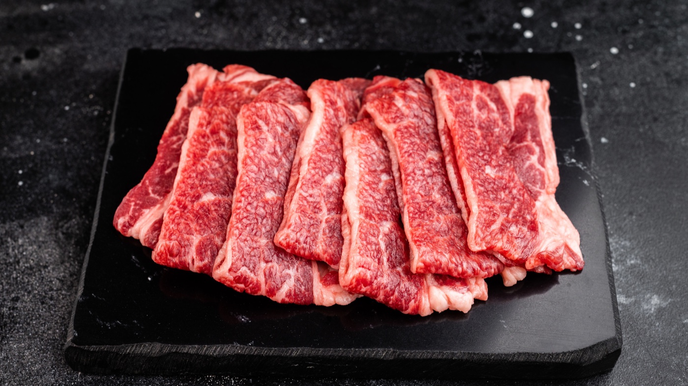 Lamb shabu, sliced paper-thin for steamboat